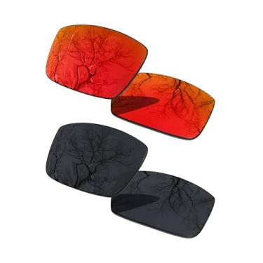 Imagem de 2 pares de lentes polarizadas de reposição para Oakley Gascan preto e laranja fogo