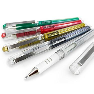 Imagem de Pentel Caneta híbrida de gel metálico – bola rollerball de 1,0 mm – verde, dourada, vermelha, prata e branca - conjunto de 5 - K230