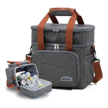 Imagem de Bolsa Termica Marmita Lancheira Grande Alça Ombro Trabalho Passeio Academia Dois Andares -Lene (Bolça Termica Cinza)