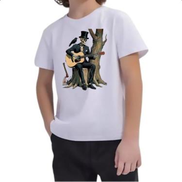 Imagem de Camiseta Infantil Esqueleto tocando violao - Alearts, 6
