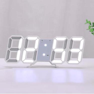 Imagem de Relógio de Parede e Mesa Digital 3D LED, Despertador Moderno com Termômetro e Data, Brilho Automático, Design Decorativo para Sala Quarto e Escritório (USB)