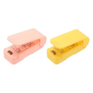 Imagem de PATIKIL 2 peças de mini máquina de selagem portátil, seladora a vácuo térmica portátil para alimentos, mini seladora magnética para sacos de plástico, armazenamento de lanches, amarelo/rosa