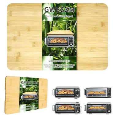 Imagem de GWBSXM Tábua de corte de bambu para fornos de fritadeira de ar Ninja Foodi SP101 SP201 SP301 SP351 DCT401 DCT402, acessórios de forno torradeira de 40 cm × 24,5 cm com pés de silicone para forno de