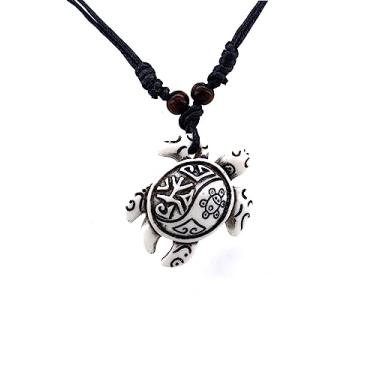 Imagem de Scddboy Colar com pingente de tartaruga marinha havaiana para mulheres e homens - Colar de surfista com cordão ajustável, Resina, Sem Pedra Preciosa