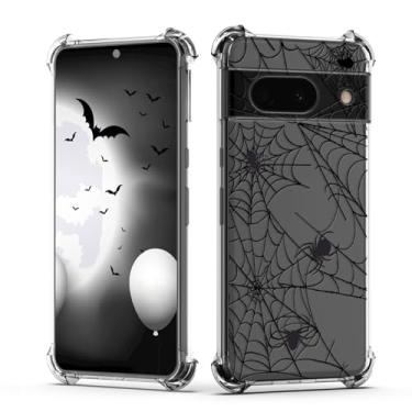 Imagem de XIMIZU Capa de celular de Halloween para Google Pixel 8A teia de aranha, macia e fina, TPU antiarranhões, à prova de choque, capa transparente para Google Pixel 8A