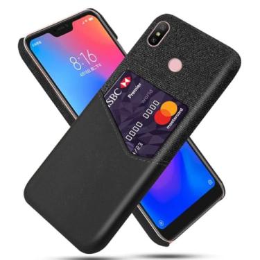 Imagem de Capa para Xiaomi Mi A2 Lite,Tela e tampa de couro PU,Antideslizante,360°cobertura completa à prova de choque com 1 slot de cartão atrás,Prevenção de queda-Black