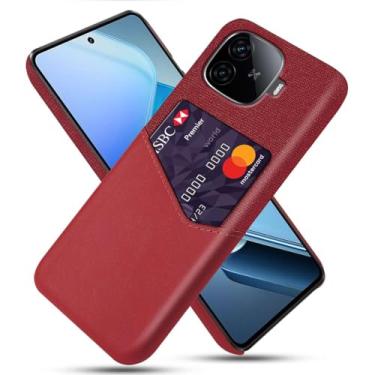 Imagem de Capa para VIVO iQOO Z9 Turbo,Tela e tampa de couro PU,Anti-deslizante,Resistência à impressão digital,Caso de proteção de 360°com 1 slot de cartão atrás-Red