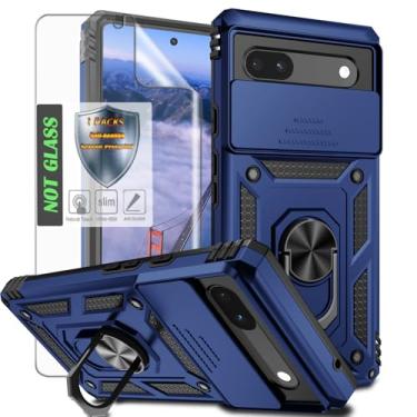 Imagem de AYMECL Capa para Google Pixel 6A com capa para lente da câmera, protetor de tela HD, proteção contra quedas de nível militar, suporte de anel magnético, capa protetora para celular para Google Pixel