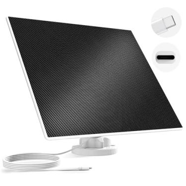 Imagem de Dzees Painel Solar Usb-C - Compatível Com Câmera Externa Sem Fio, Potência Contínua De 5 W E Carregamento V, Cabo À Prova D'Água 3 M, Suporte Ajustável Em 360°