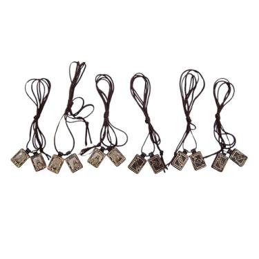 Imagem de Wowser Sagrado Coração Nossa Senhora do Monte Carmelo Escapulário Moldado Sépia, Devocional Religioso, Cordão de 37 cm, Pacote com 6, Painéis de 0,5 Polegada