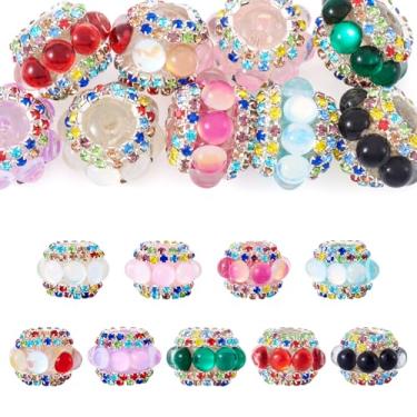 Imagem de Craftdady 9 peças 20 mm contas redondas de strass acrílico resina colorido cristal contas focais para canetas arco-íris artesanato espaçador solto para pulseira, brinco, colar, joias, chaveiro