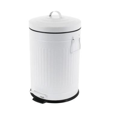 Imagem de Lixeira Retrô com Pedal Branca Mollie 5 litros
