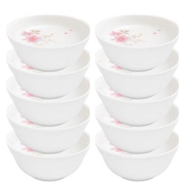 Imagem de Jogo 10 Bowl Tigela Cumbuca Caldos Sobremesas Flowers Bord Vidro 400ml