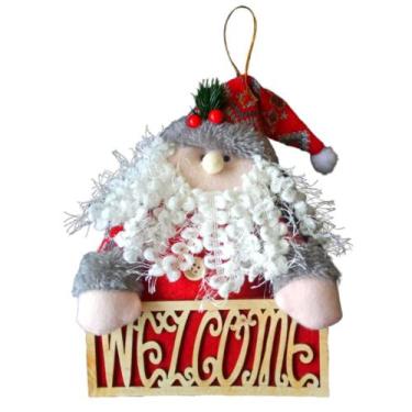 Imagem de Placa Natalina de Pendurar Papai Noel Welcome 25x15cm. - Magizi