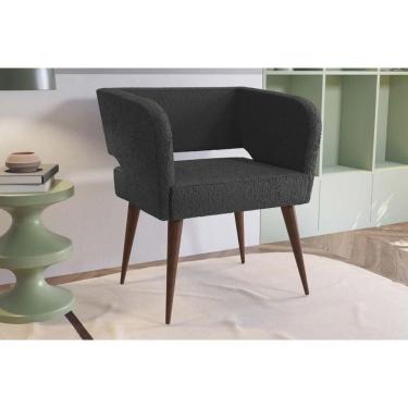 Imagem de Poltrona Decorativa p/ Sala Antara Carvalho/Boucle Grafite - Kappesberg