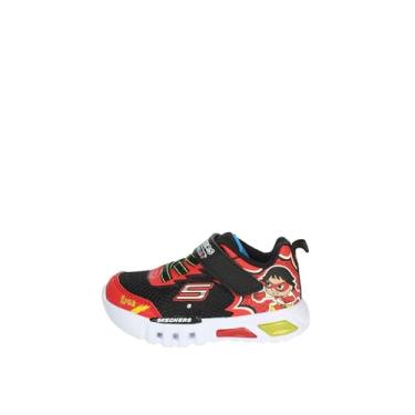 Imagem de Skechers Tênis unissex infantil Flex-Glow, Vermelho/preto, 6 Toddler