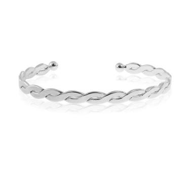 Imagem de Bracelete feminino folheado em ródio branco torcida trançada laurie - 