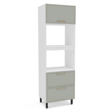 Imagem de Paneleiro Torre Quente 2 Portas 1 Gaveta Amara Politorno, Branco/Verde