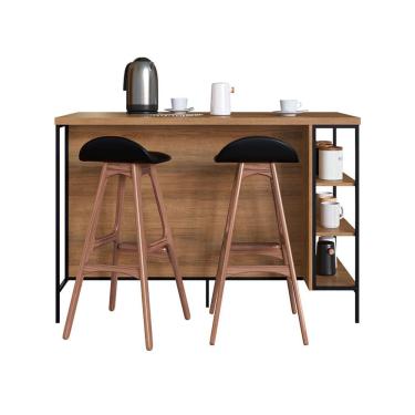 Imagem de Bancada Ilha Namur 2 Portas Mel e Grafite