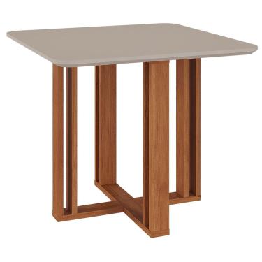 Imagem de Mesa de Jantar Quadrada Flora 95x95 com Tampo em MDF - Cimol Móveis Cinamomo/Off White