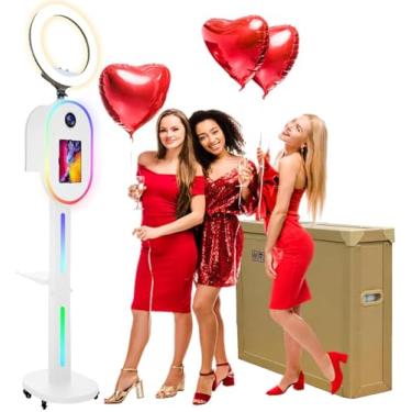 Imagem de ZLPOWER Cabine fotográfica para iPad de 10,2 polegadas, 27,7 cm, 11 polegadas, 12,9 polegadas, 33 cm, para câmera, estação de selfie, suporte de suporte, controle de aplicativo, anel de luz RGB, caixa