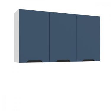 Imagem de Armário Aéreo 3 Portas 120cm Meena Politorno Móveis - Branco com Azul