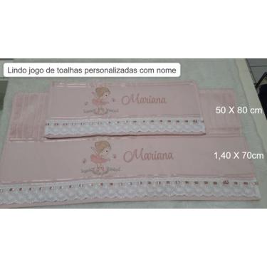 Imagem de Jogo de toalhas personalizadas 1 toalha de banho e rosto bordadas com 