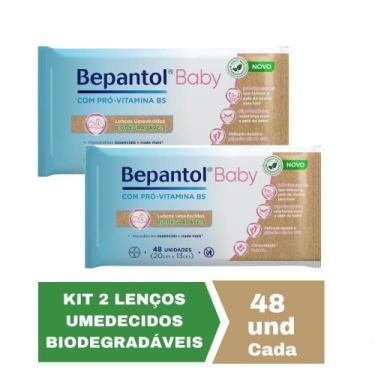 Imagem de Kit Com 2 Lenços Umedecidos Biodegradável 48Un Cada Bepantol