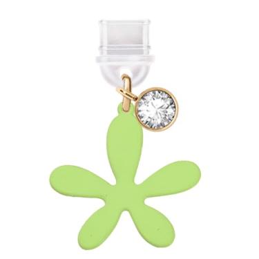 Imagem de ELISE & FONDA TP785 Porta de carregamento tipo C plugue antipoeira pequena pintura spray flor de lírio pingente de celular para iPhone 15/16/Samsung/OnePlus/Xiaomi/oppo telefones Android (verde)