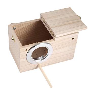 Imagem de ZJchao Madeira Bird House Pet Quente Incubação Breeding Box Metal Bordas Abertura Fácil Bird Entry Exit Stand Descansando Papagaio Small Birds Observação Limpeza Durable Umidade Prova