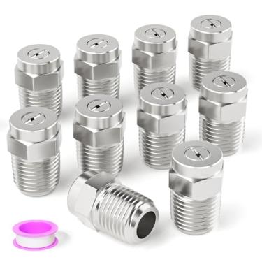 Imagem de BOGERDACK 10 peças 4000 PSI pontas de limpeza de superfície de 50 graus, spray rosqueado macho NPT de 1/4 polegada, orifício de 2,5, para pistola de água, lavadora de pressão, vassoura de água