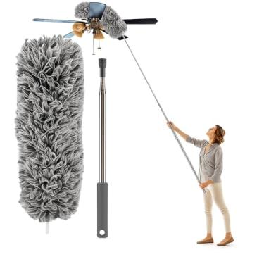 Imagem de Espanador Extensível com Cabo de Aço Inox, 2,80 Metros, Microfibra, Haste Flexível e Retrátil para Limpeza de Tetos e Áreas Altas - Premium