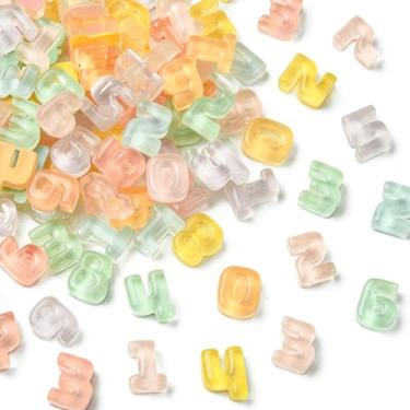 Imagem de Ipotkitt 100 peças aleatórias de resina transparente número e letra cabochão figuras do alfabeto digital flatback sem furo contas para artesanato faça você mesmo joias broche de cabelo capa de
