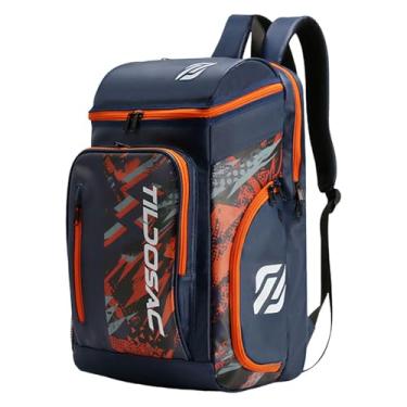 Imagem de Deevoka Mochila de tênis, mochila para armazenamento de raquetes para mulheres e homens, organizador de mochilas multifuncional, bolsa para pickleball e bolsa, Laranja Azul