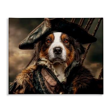 Imagem de Stupell Industries Arte de parede em tela Barking Buccaneer Pirate Dog por Kelley Parker, 40 x 50 cm