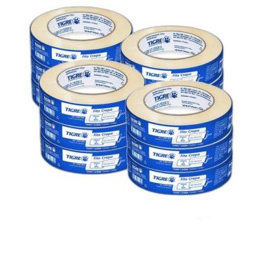 Imagem de Kit 12 Fita Crepe Uso Geral Pintura 24Mmx50M Tigre