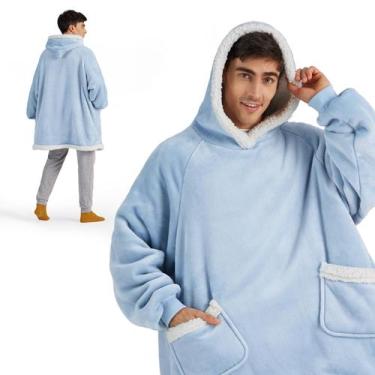 Imagem de Cobertor vestível Bedsure Blanket Hoodie Sherpa para mulheres e crianç