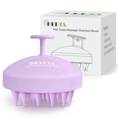 Imagem de Escova de shampoo Scalp Scrubber HEETA para crescimento de cabelo roxo