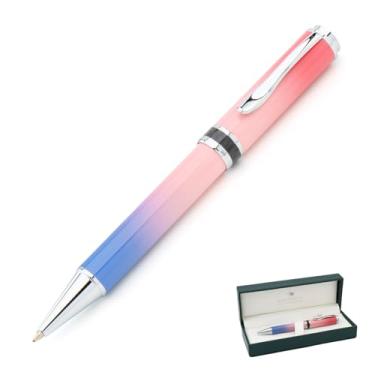 Imagem de Monteverde Caneta esferográfica de luxo USA Innova Ombre Fusion – acabamento gradiente violeta/rosa/magenta – tinta gel azul suave – caneta estilo Parker recarregável de inspiração italiana