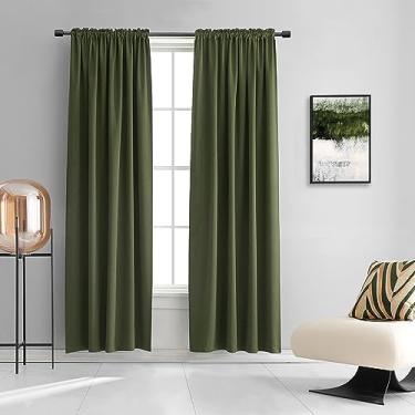 Imagem de DONREN Painéis de cortina blackout verde-oliva escuro 203 cm de comprimento, decoração de casa de Natal com isolamento térmico, cortinas/cortinas, 2 painéis 132 x 203 cm, Loden