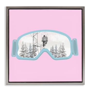 Imagem de Stupell Industries Winter Slopes Goggles Gray Framed Floater Canvas Wall Art Design por Ashley Singleton, 63 x 63 cm