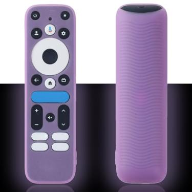 Imagem de Capa remota roxa luminosa adequada para controle remoto Onn Google TV Box 4K pro 2025, leve, antiderrapante, capa de silicone para pele