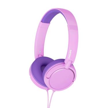Imagem de Philips K2019 Fones de ouvido com fio para escola, fones de ouvido infantis com cabo, durável e dobrável, seguro com volume limitado, ultra leve, microfone embutido, fone de ouvido para meninas e