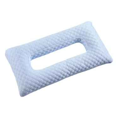 Imagem de SiaBiced Travesseiro para piercing de orelha, protetor auricular portátil, respirável, confortável e relaxante com furo para orelhas furadas, Azul