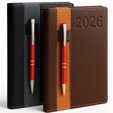 Imagem de Agenda 2026 Diária Planner Diário Anual Agenda Planejamento Caderno De Anotações Diário Executiva Formato A5 Capa Dura Couro Sintético Índice Telefonico 344 Páginas (Marrom)