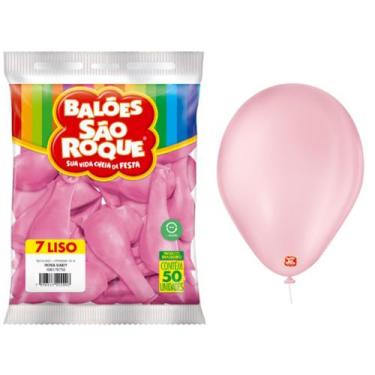 Imagem de Balão Bexiga N 7 Rosa Baby Com 50 unidades - São Roque