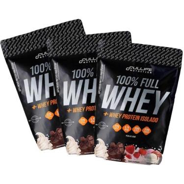 Imagem de Whey Isolado Concentrado Zero Açúcar 900g Kit 3 Unidades - Fullife Nut