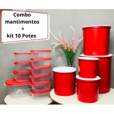 Imagem de Kit potes plastico 5 pote mantimentos + Kit 10 peças bpa free Transpar