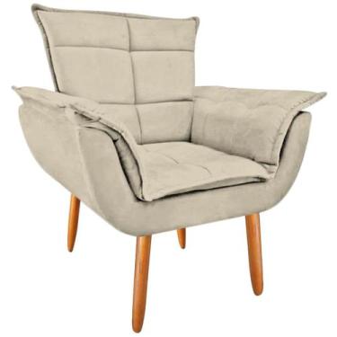 Imagem de Poltrona Decorativa Opala Suede Bege Luxo para leitura - JBF