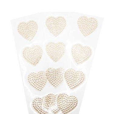 Imagem de Adesivo Strass Acrílico Coração Dourado 35mm 2un Cartela 10pçs - Macal